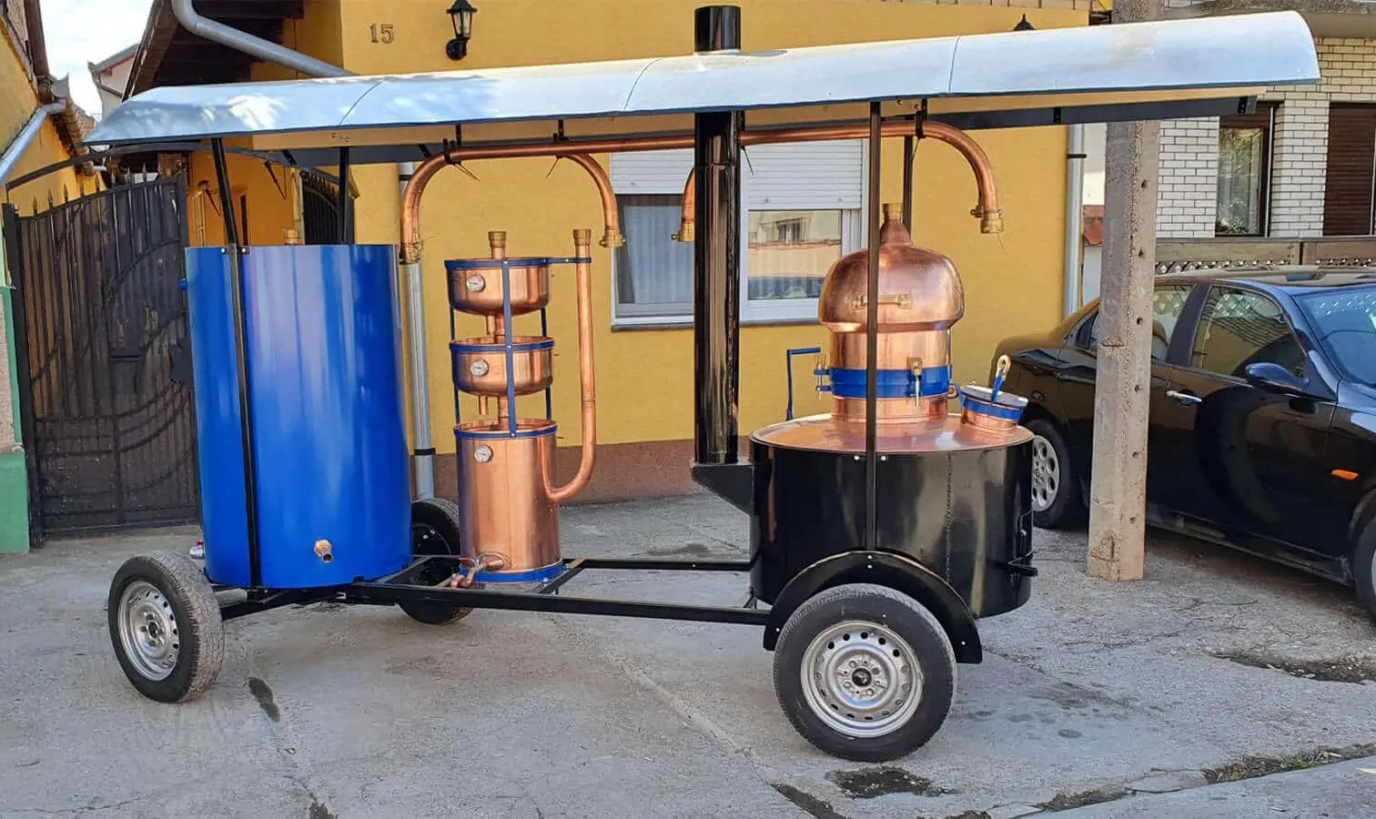 Kazan za rakiju 160L sa deflegmatorom — na kolicima
